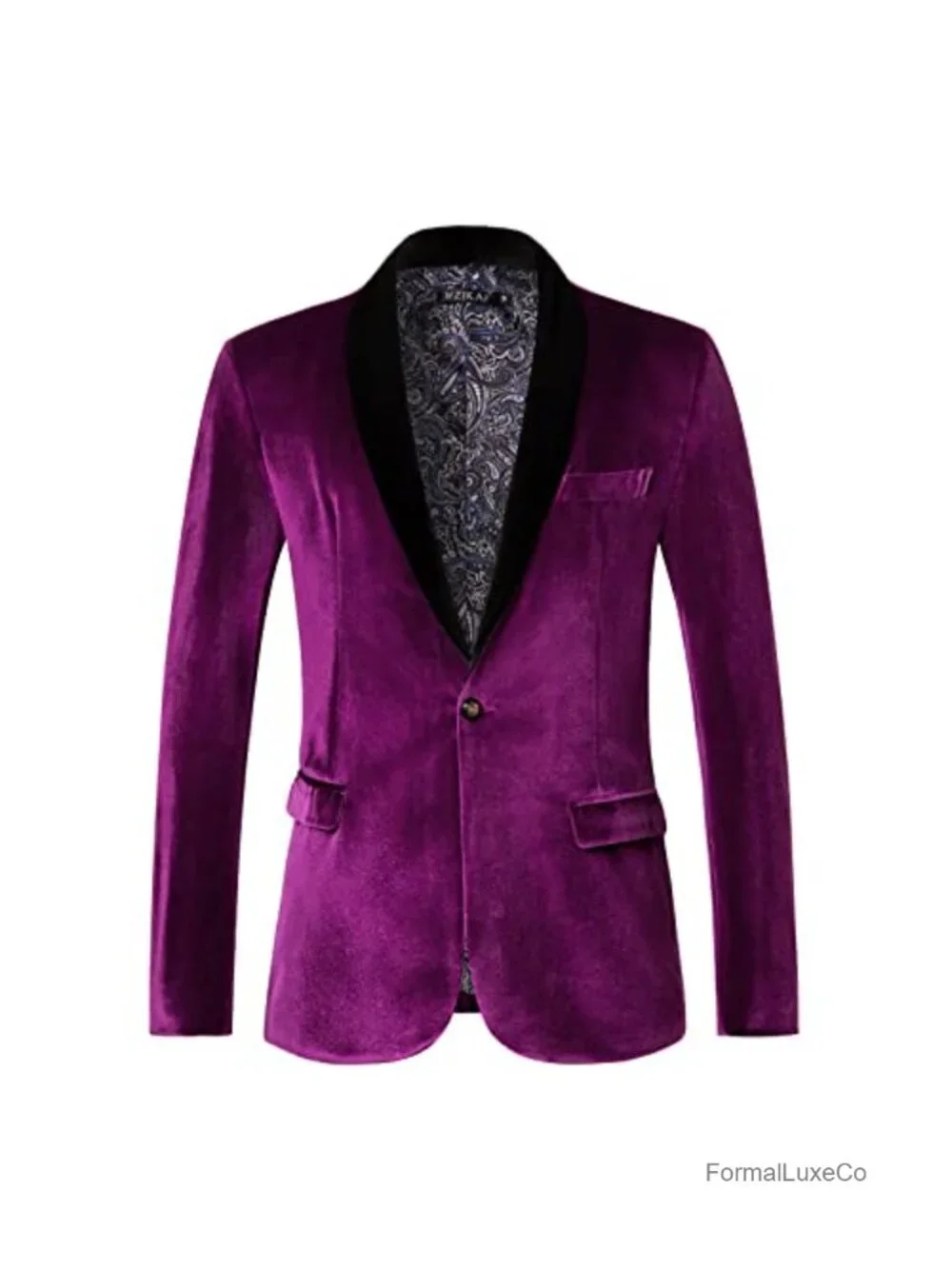 Men's Velvet Slim Fit One Button Solid Blazer Sport Coat Suit Jacket